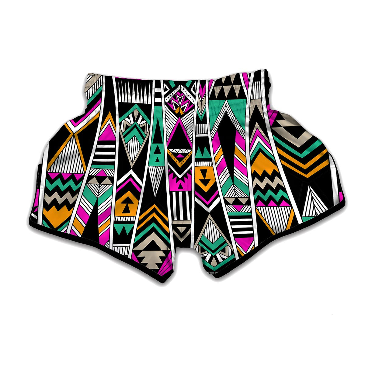 Vintage Tribal Aztec Pattern Print Muay Thai Boxing Shorts