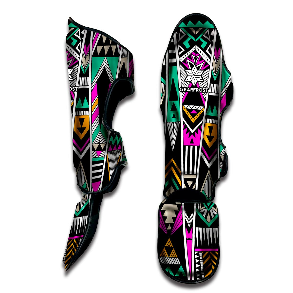 Vintage Tribal Aztec Pattern Print Muay Thai Shin Guard