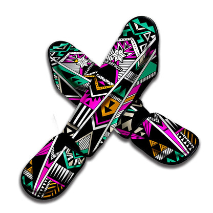 Vintage Tribal Aztec Pattern Print Muay Thai Shin Guard