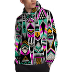 Vintage Tribal Aztec Pattern Print Pullover Hoodie
