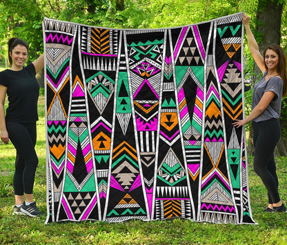 Vintage Tribal Aztec Pattern Print Quilt