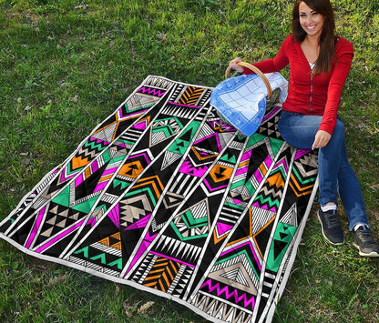 Vintage Tribal Aztec Pattern Print Quilt