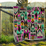 Vintage Tribal Aztec Pattern Print Quilt