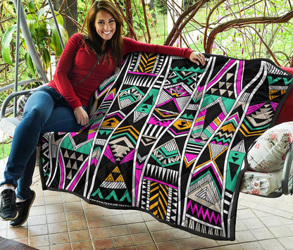 Vintage Tribal Aztec Pattern Print Quilt