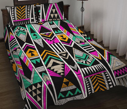 Vintage Tribal Aztec Pattern Print Quilt Bed Set