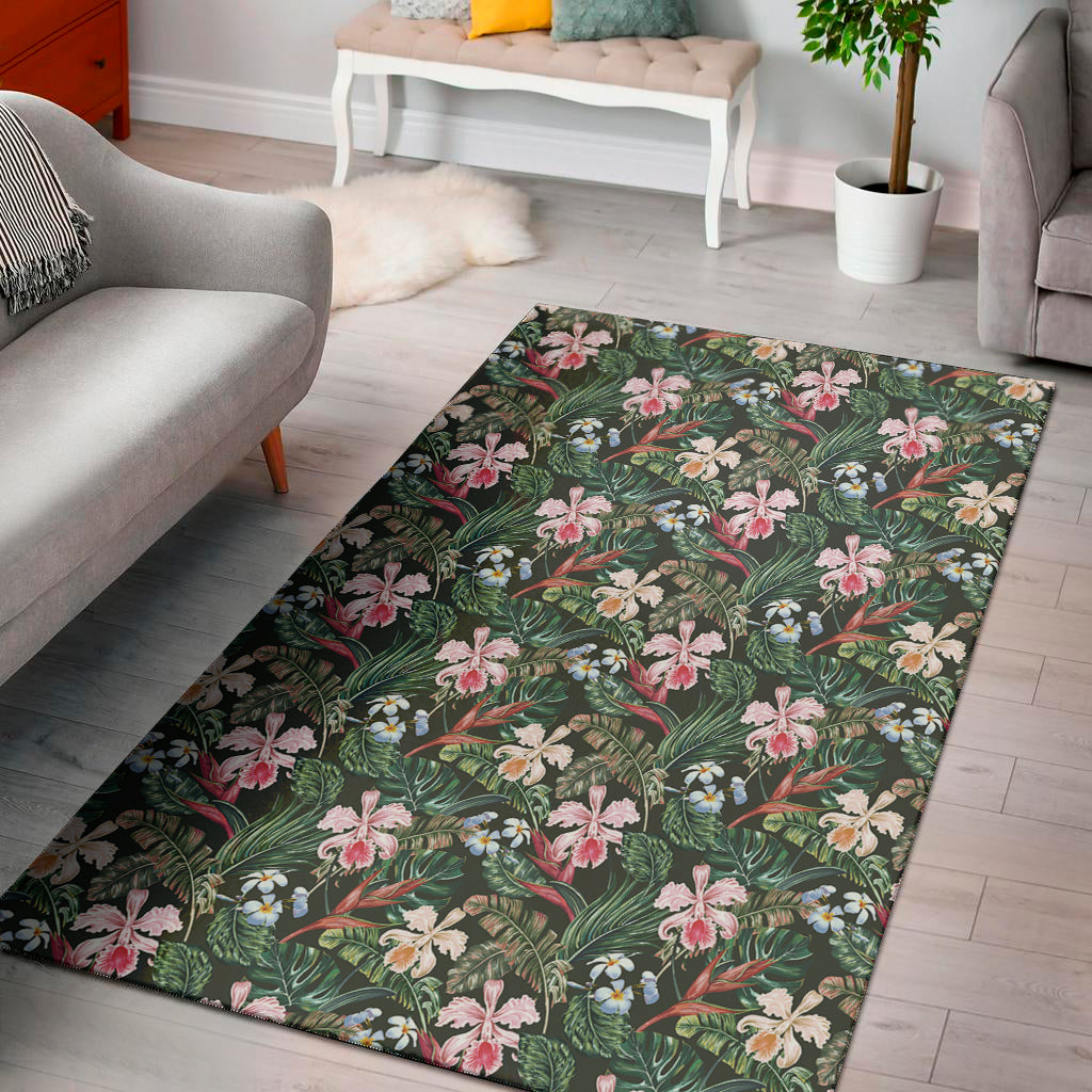 Vintage Tropical Exotic Hawaiian Print Area Rug