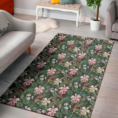 Vintage Tropical Exotic Hawaiian Print Area Rug
