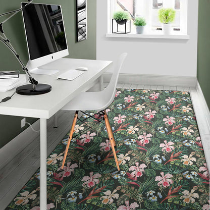 Vintage Tropical Exotic Hawaiian Print Area Rug