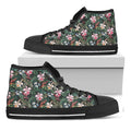 Vintage Tropical Exotic Hawaiian Print Black High Top Sneakers