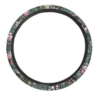 Vintage Tropical Exotic Hawaiian Print Car Steering Wheel Cover