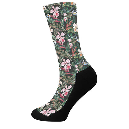 Vintage Tropical Exotic Hawaiian Print Crew Socks
