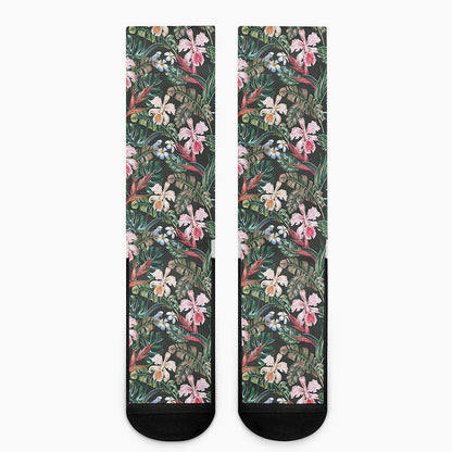 Vintage Tropical Exotic Hawaiian Print Crew Socks