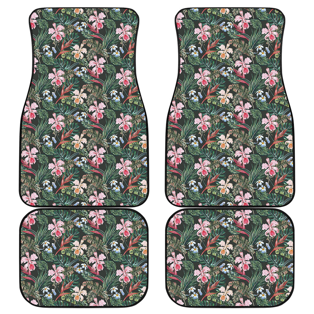 Vintage Tropical Exotic Hawaiian Print Front and Back Car Floor Mats