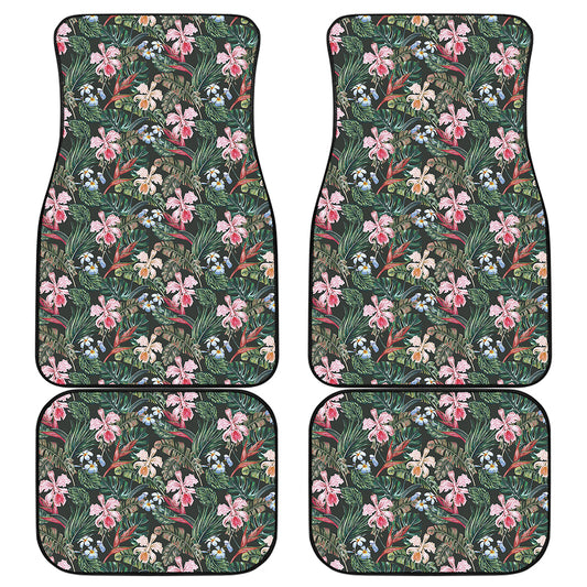 Vintage Tropical Exotic Hawaiian Print Front and Back Car Floor Mats