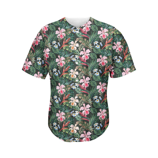 Vintage Tropical Exotic Hawaiian Print Men's Baseball Jersey