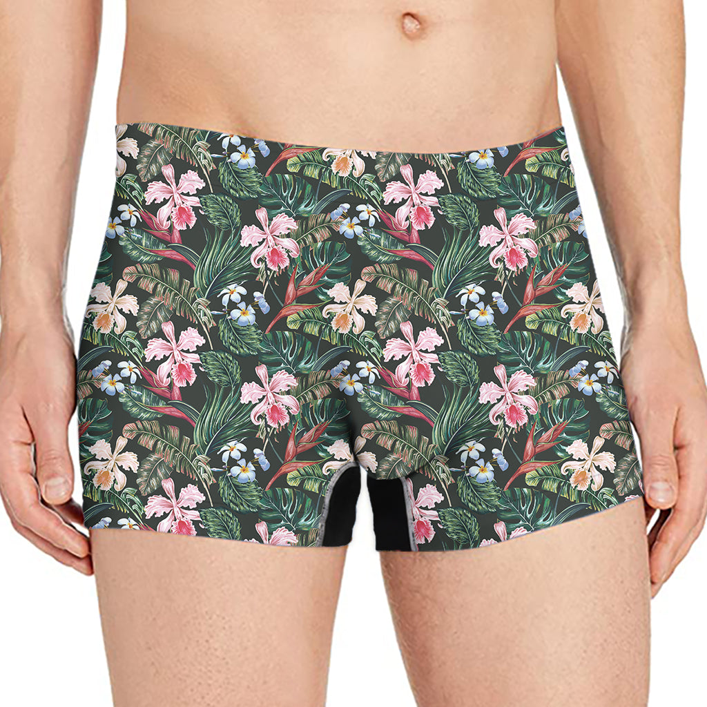 Vintage Tropical Exotic Hawaiian Print Men's Boxer Briefs