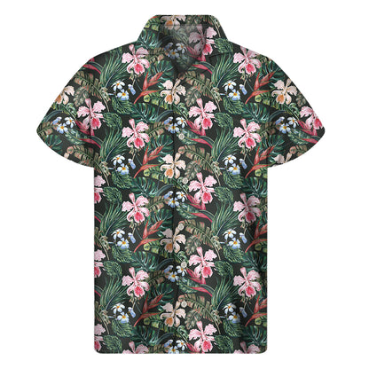 Vintage Tropical Exotic Hawaiian Print Men's Short Sleeve Shirt