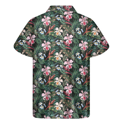 Vintage Tropical Exotic Hawaiian Print Men's Short Sleeve Shirt
