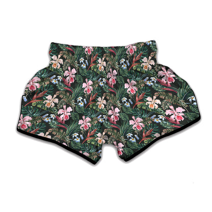 Vintage Tropical Exotic Hawaiian Print Muay Thai Boxing Shorts