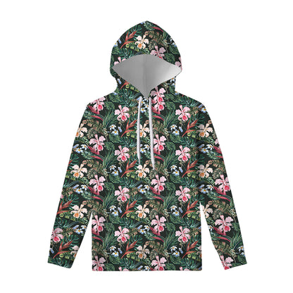 Vintage Tropical Exotic Hawaiian Print Pullover Hoodie