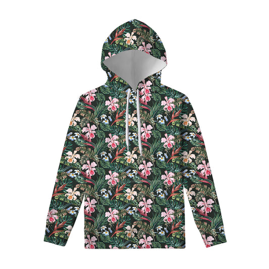 Vintage Tropical Exotic Hawaiian Print Pullover Hoodie