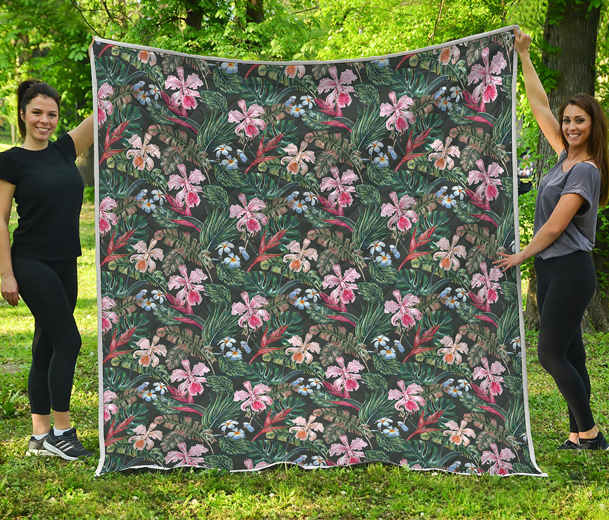 Vintage Tropical Exotic Hawaiian Print Quilt