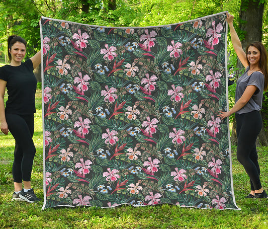 Vintage Tropical Exotic Hawaiian Print Quilt