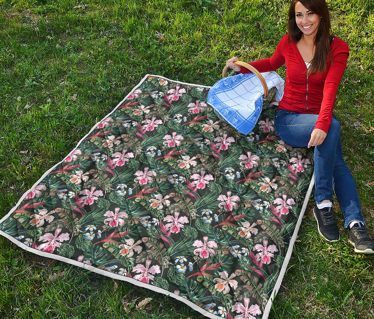 Vintage Tropical Exotic Hawaiian Print Quilt