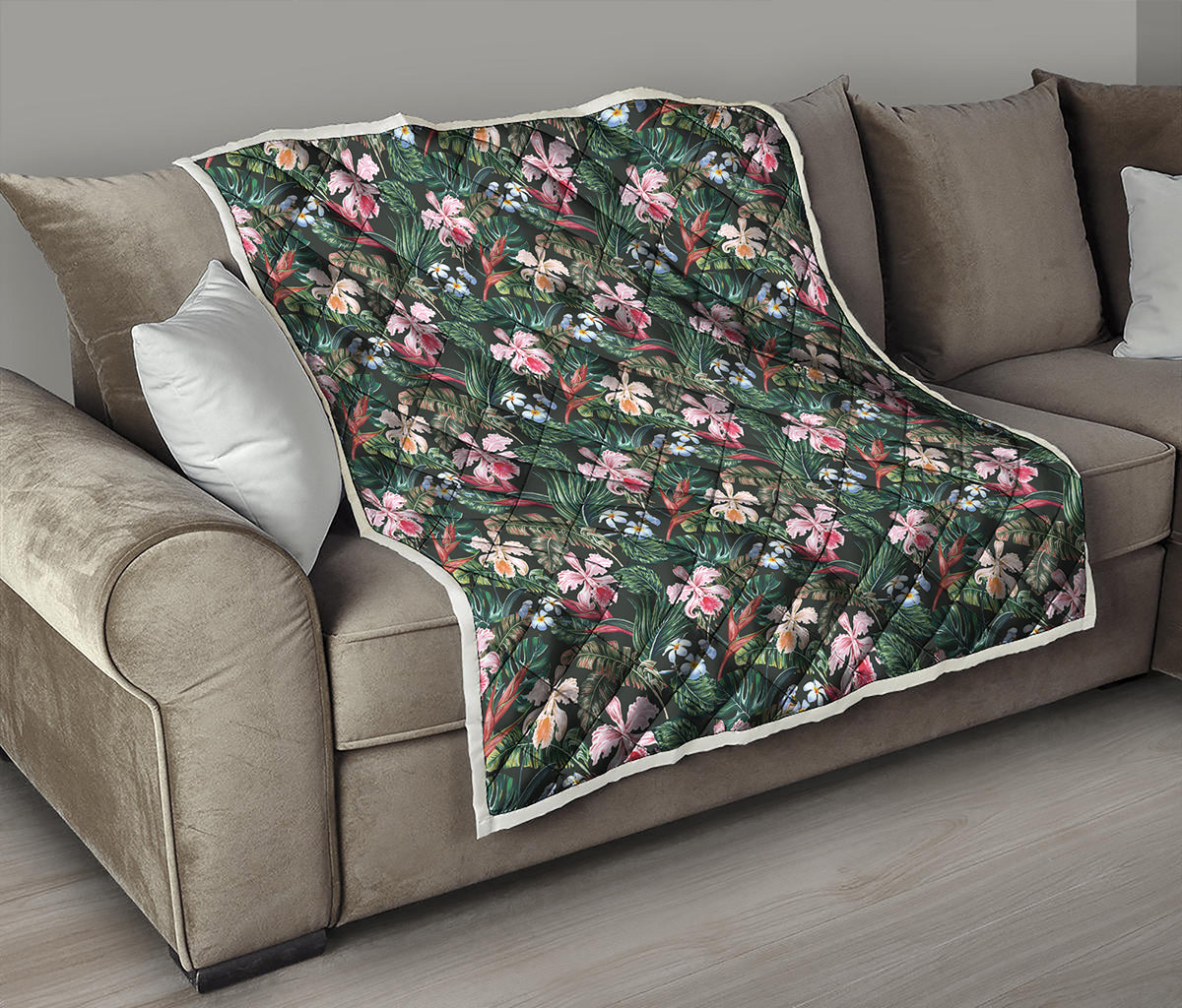 Vintage Tropical Exotic Hawaiian Print Quilt