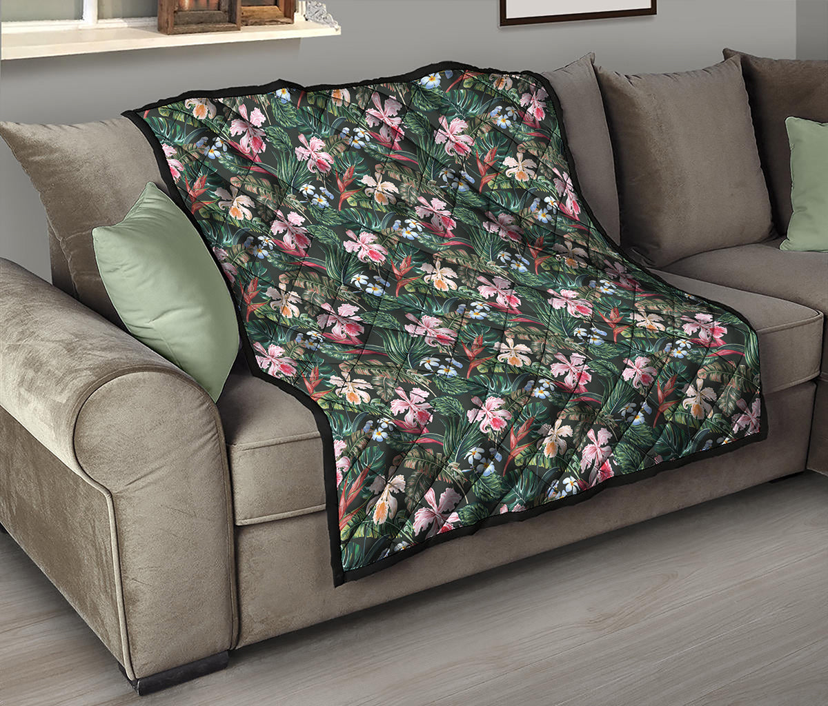 Vintage Tropical Exotic Hawaiian Print Quilt