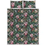 Vintage Tropical Exotic Hawaiian Print Quilt Bed Set