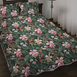 Vintage Tropical Exotic Hawaiian Print Quilt Bed Set