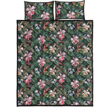 Vintage Tropical Exotic Hawaiian Print Quilt Bed Set