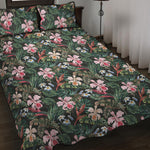 Vintage Tropical Exotic Hawaiian Print Quilt Bed Set