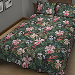 Vintage Tropical Exotic Hawaiian Print Quilt Bed Set