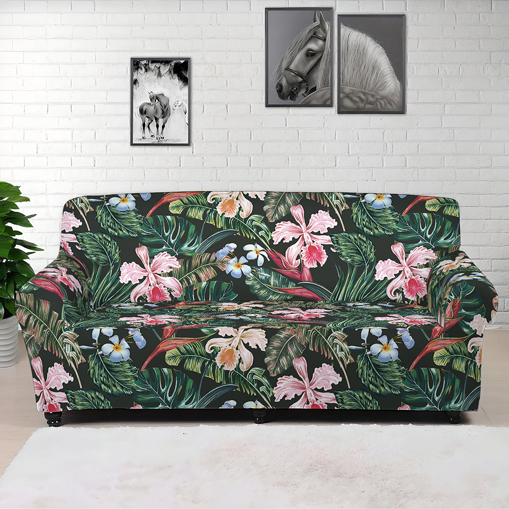 Vintage Tropical Exotic Hawaiian Print Sofa Cover