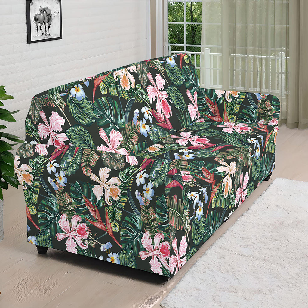 Vintage Tropical Exotic Hawaiian Print Sofa Cover