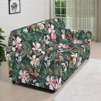Vintage Tropical Exotic Hawaiian Print Sofa Cover
