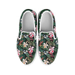 Vintage Tropical Exotic Hawaiian Print White Slip On Shoes