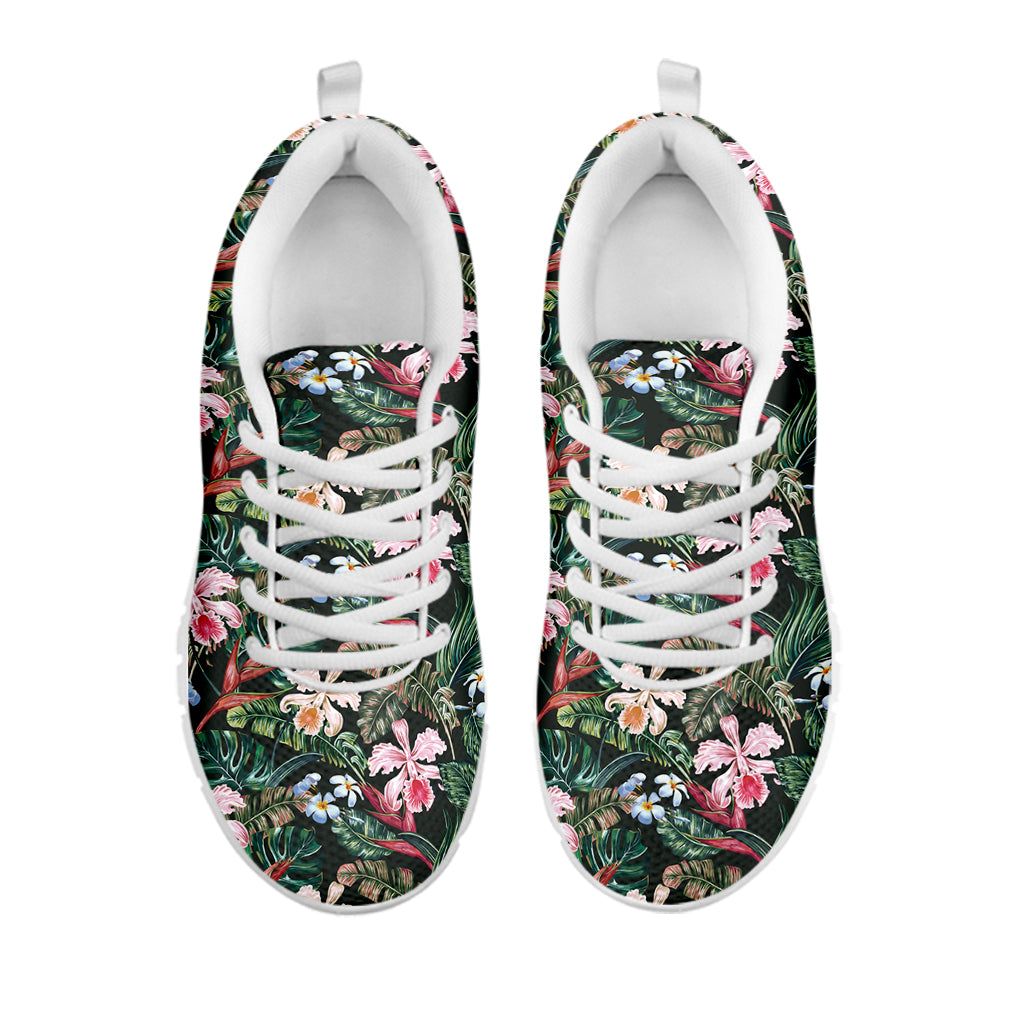 Vintage Tropical Exotic Hawaiian Print White Sneakers