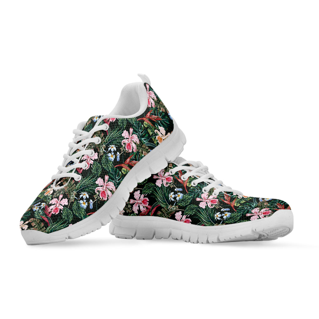 Vintage Tropical Exotic Hawaiian Print White Sneakers