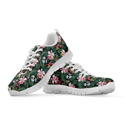Vintage Tropical Exotic Hawaiian Print White Sneakers