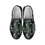 Vintage Tropical Floral Print Black Slip On Shoes