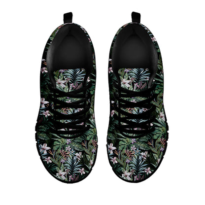 Vintage Tropical Floral Print Black Sneakers