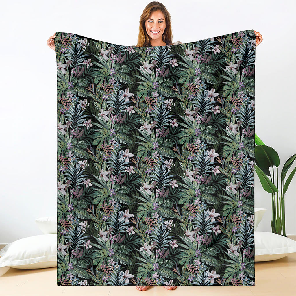 Vintage Tropical Floral Print Blanket