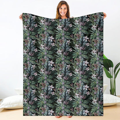 Vintage Tropical Floral Print Blanket