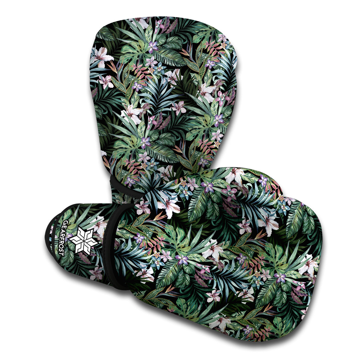 Vintage Tropical Floral Print Boxing Gloves