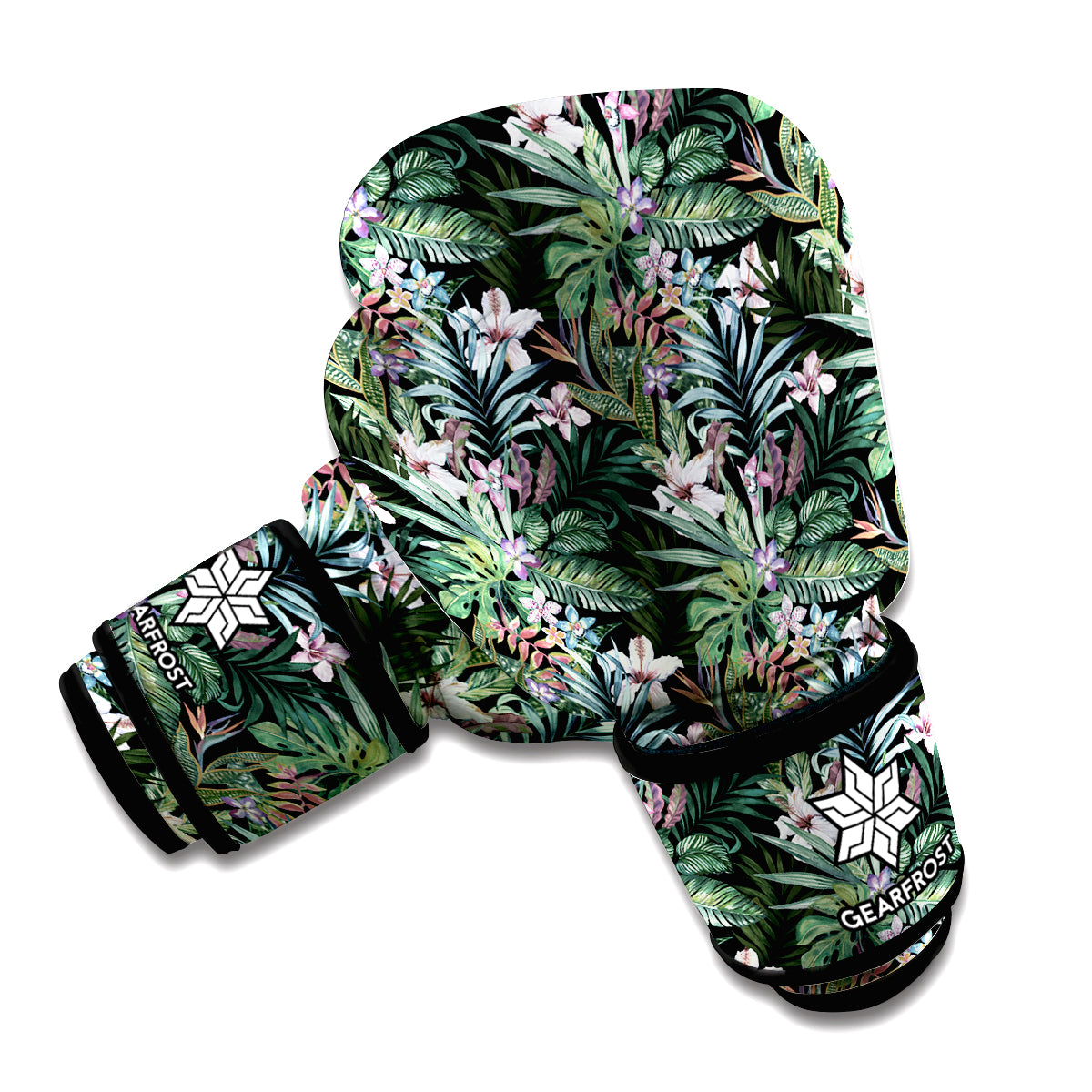Vintage Tropical Floral Print Boxing Gloves