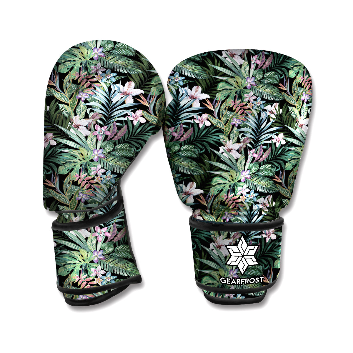 Vintage Tropical Floral Print Boxing Gloves