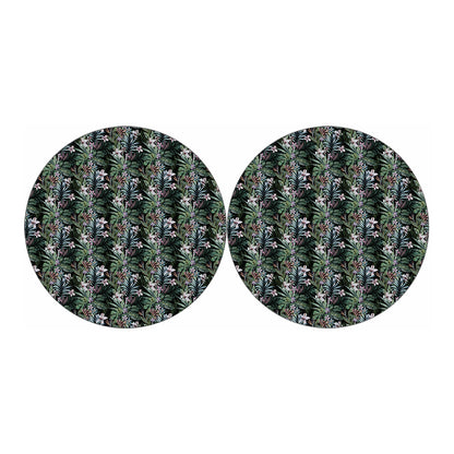 Vintage Tropical Floral Print Car Coasters
